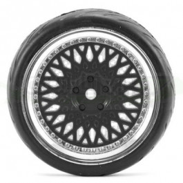 Fastrax 1/10 street/tread tyre classic black/chrome wheel
